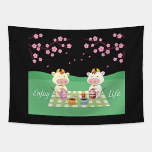 Cow Picnic Tapestry