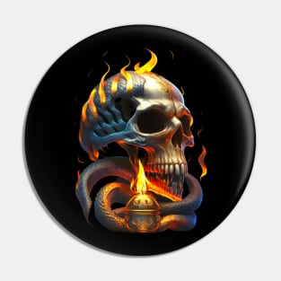 skull on fire Pin