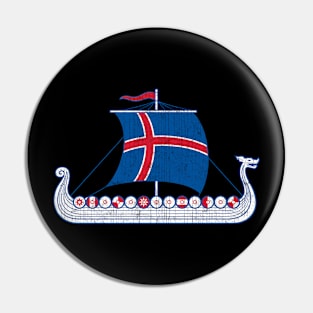 Icelander Viking Ship Icelandic Iceland Flag Pin