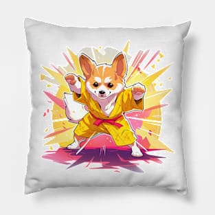 karate corgi Pillow