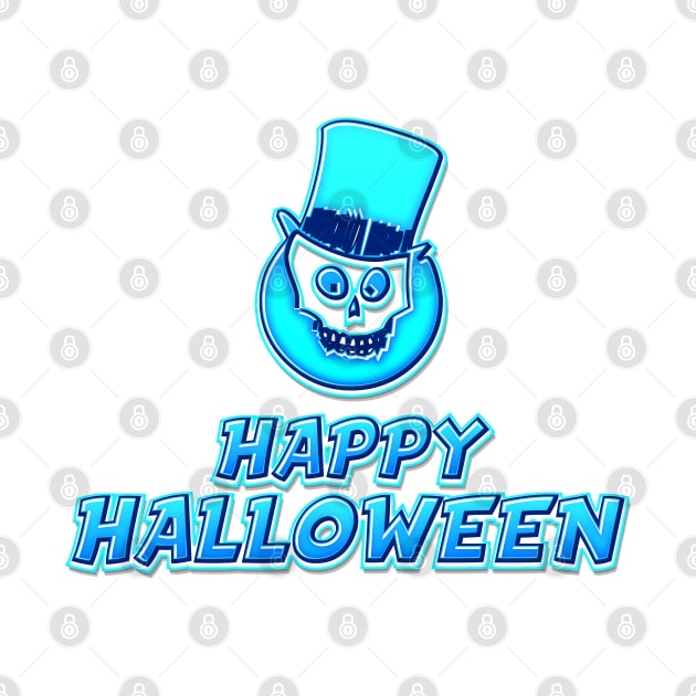 Blue Comics Style Happy Halloween Skeleton Sticker Coolest Gift Idea for Kids by Naumovski