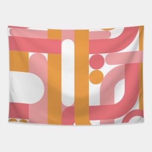 Pink orange geometric abstract Tapestry