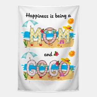 Happiness Is Being A Mom And Gogo Summer Beach Happy Mother's Tapestry