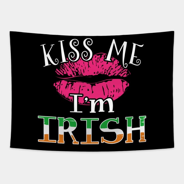 Kiss me I am Irish, Funny St Patrick's Day Tapestry by adik