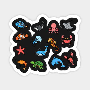 Cute sea creatures in zen mode Magnet