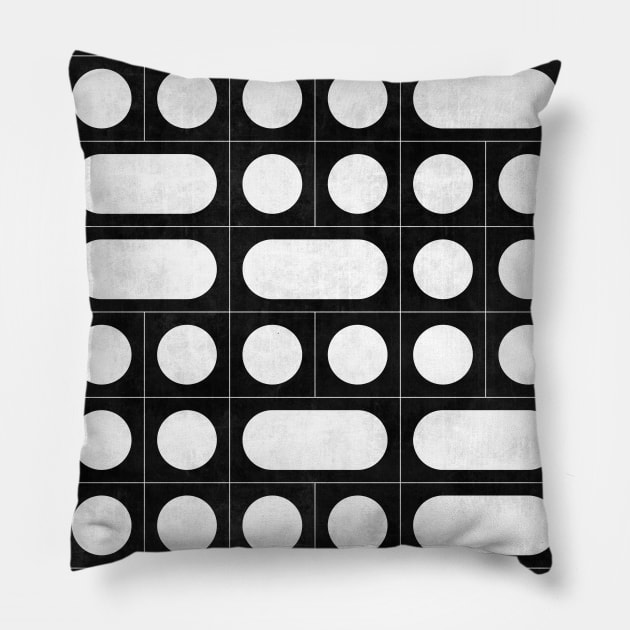 Mid-Century Modern Pattern No.14 - Black and White Concrete Pillow by ZoltanRatko