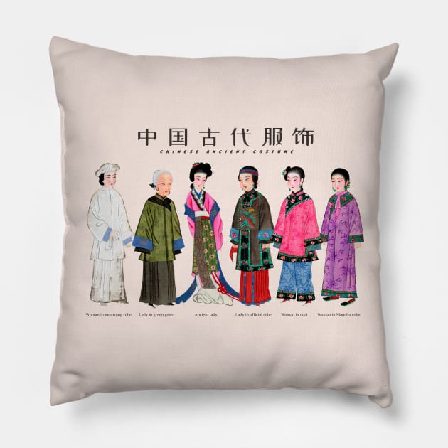 Ancient Painting of Chinese Lady Costume Pillow by KewaleeTee