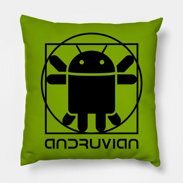 Vitruvian Droid (black) Pillow by hardwear