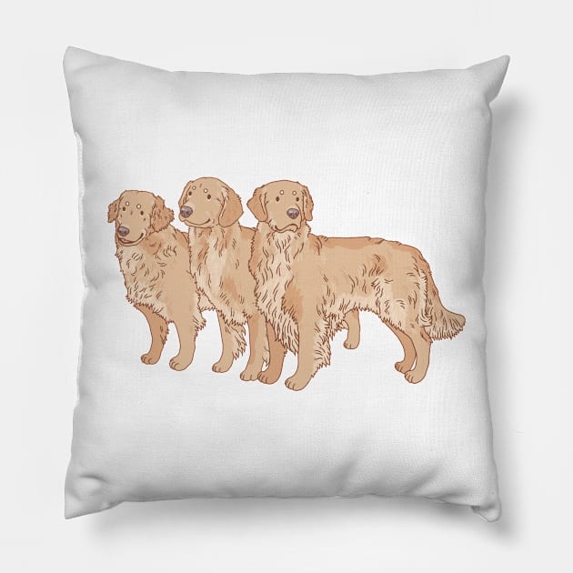 Golden Retriever Trio Pillow by Csieben