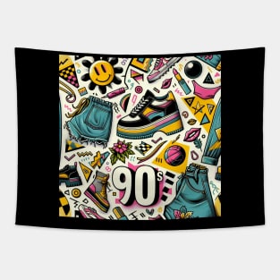 Retro 90s Vibe - Vintage Style Fashion Tea Tapestry