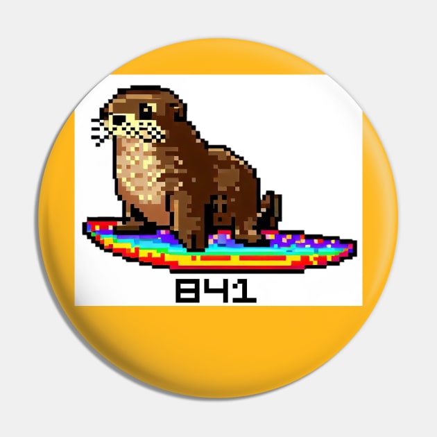 841 8-BIT Surfing Otter Sant Cruz Pin by REDWOOD9