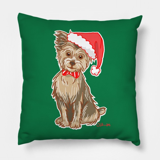 Yuletide Yorkie Pillow by sewarren71