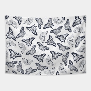 Elegant Black White Butterfly Design Tapestry