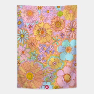 Pastel 70s Flower Power Tapestry