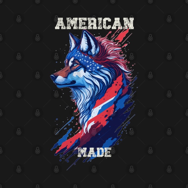 American Made Wolf 4th of July American Made by LittleBearBlue