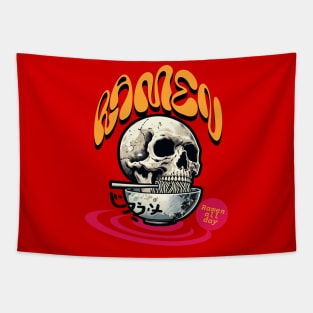 Skull Ramen Delight - 'Ramen All Day' Exclusive Design Tapestry