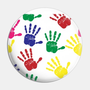 Colorful Handprints Pin