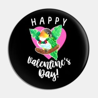 Happy Valentine's Day Caique Parrot Watercolor Pin