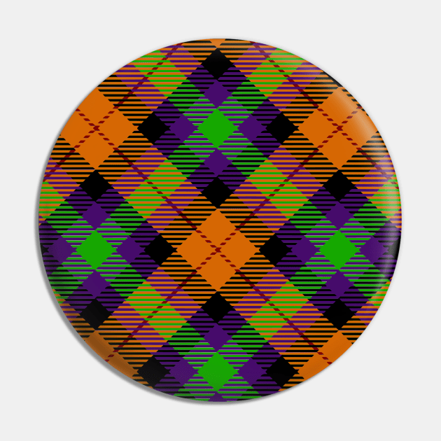 Halloween Colors Plaid Pattern Pin by eighttwentythreetees