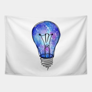 Galaxy Lightbulb Watercolor line drawing Tapestry