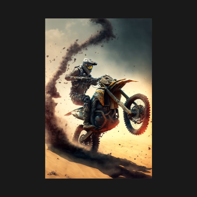 Fast Dirt bike rider on mars W/ dirt CGI style by KoolArtDistrict