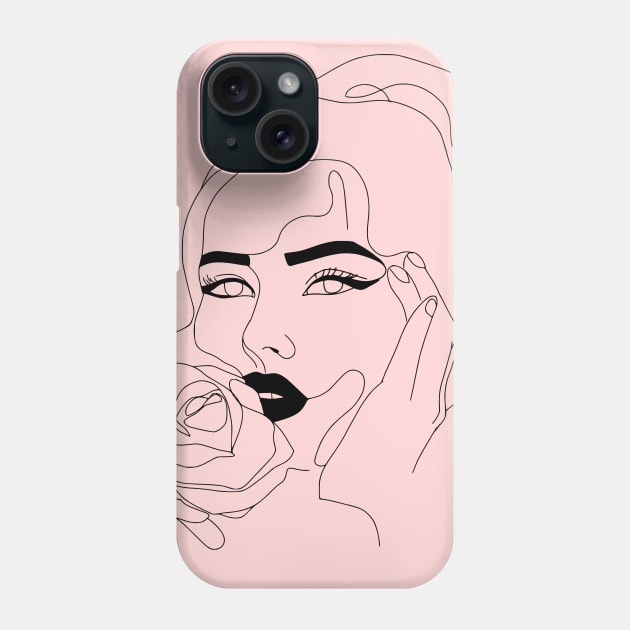 Beautiful line art drawing illustration woman Phone Case by jen28