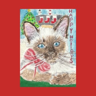 Siamese kitten cat holiday Christmas T-Shirt