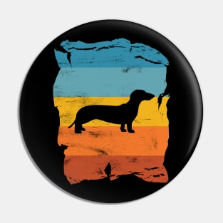 Dachshund Distressed Vintage Retro Silhouette Pin