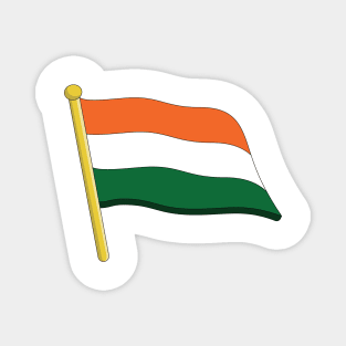 India flag Sticker design vector. India independence day 15th of august. Flag of the Republic of India in the wind on flagpole sticker design logo. Magnet