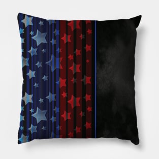 Stars and Stripe Blue Red Black Rococo Pillow