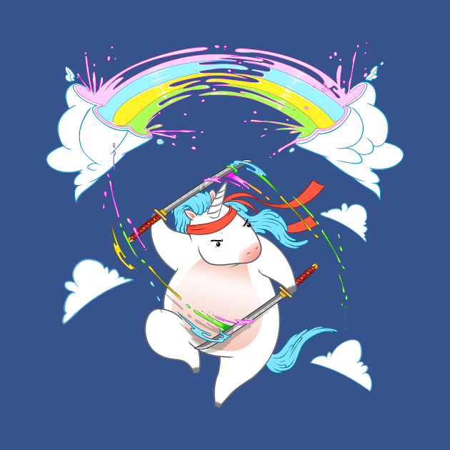 Rainbow Ninja Unicorn by andremuller.art