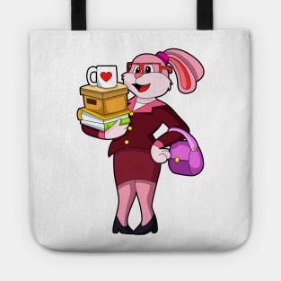 Bunny as Secretary with Cup Books & Carton Tote