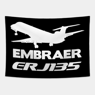 Embraer ERJ135 Silhouette Print (White) Tapestry