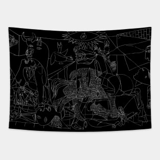 Guernica Line Art (white) Tapestry
