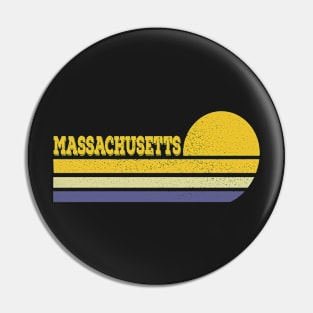 Retro Massachusetts Vintage Sunset Stripes Pin