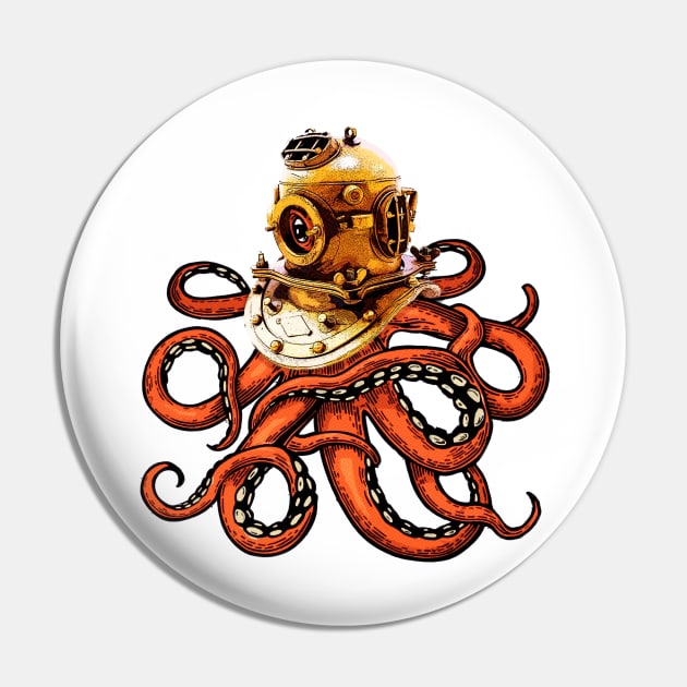 Cool Tees Octopus Surf and Diver Pin by COOLTEESCLUB