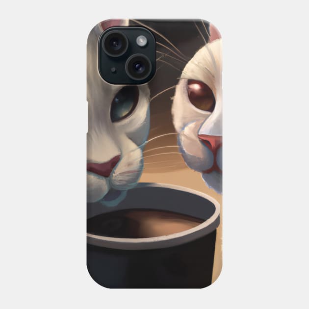 Two Cats Coffee Phone Case by maxcode