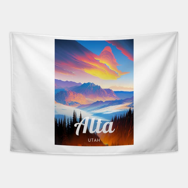 Alta Utah United States ski Tapestry by UbunTo