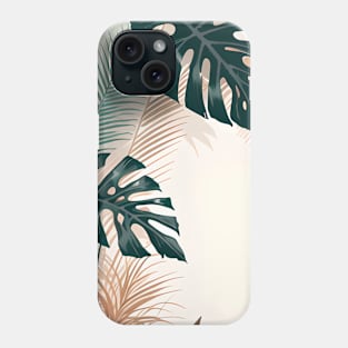 Minimalist Boho Chic Botanical Nature Teal Beige Tropical Plant Leaves Phone Case