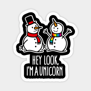 Snowman Hey look I'm a Unicorn Christmas Winter Sports Magnet