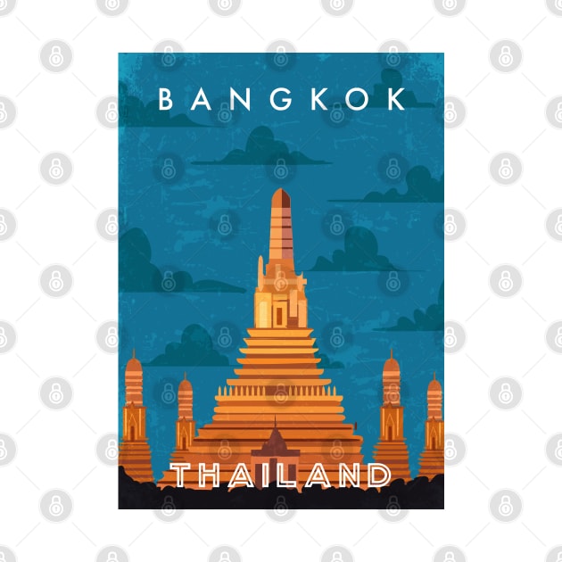 Bangkok, Thailand. Retro travel poster by GreekTavern