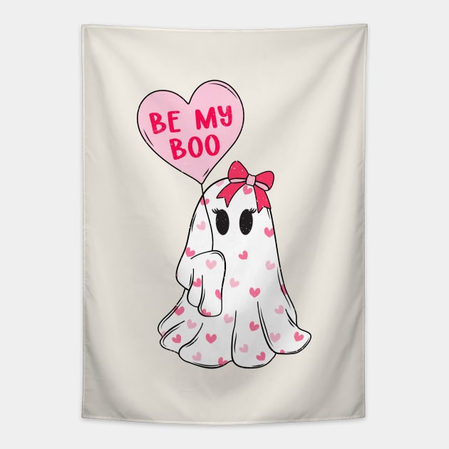 Be My Boo Cute Ghost Love Tapestry by Nessanya