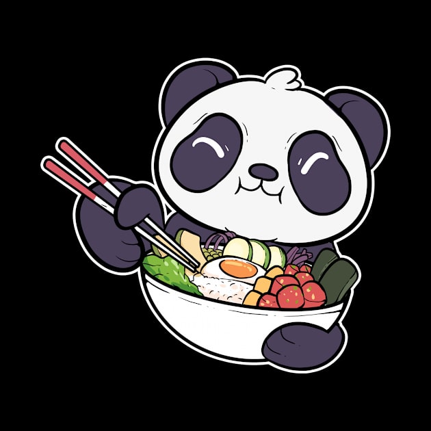 Panda Bear Baby Hawaiian Sushi Poke Bowl Anime by amango