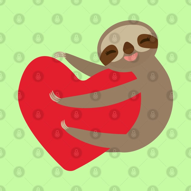 Cute sloth with red heart by EkaterinaP