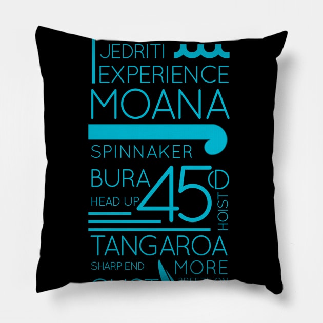 Tangaroa turquoise on black Pillow by 45 Degrees Sailing