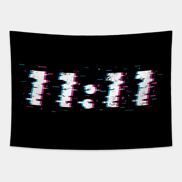 11:11 Glitch Awakening Code Spiritual Angel Number Tapestry by WZ_Designs_312