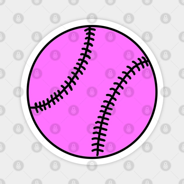 Pink Baseball Ball - Doodle Magnet by SpHu24