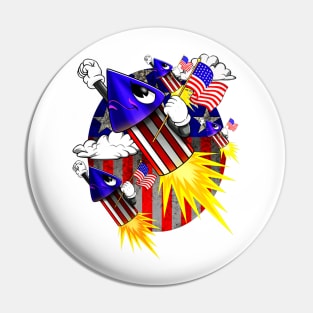 4th Of July American Flag Fireworks Funny Pin