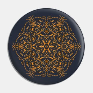 Orange Hand drawn Mandala Pin