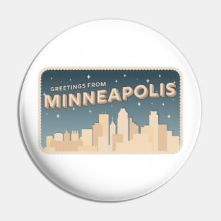 Greetings From Minneapolis Minnesota Retro Night Pin